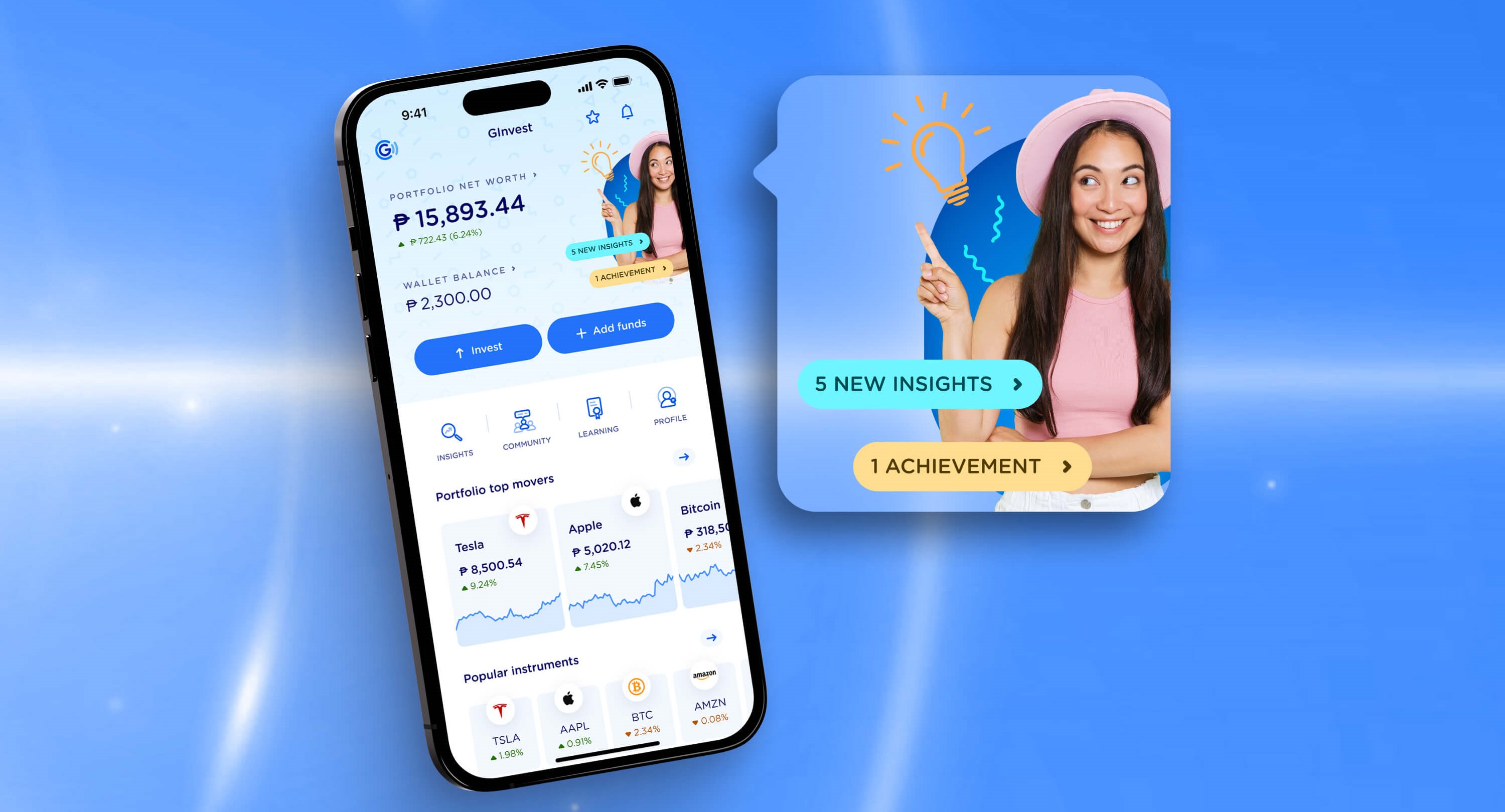 GCash wallet and financial insights display